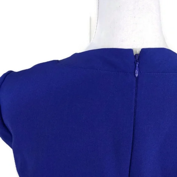 Adrianna Papell Sz 8 Blue Sheath Dress V Neck - Picture 4 of 7